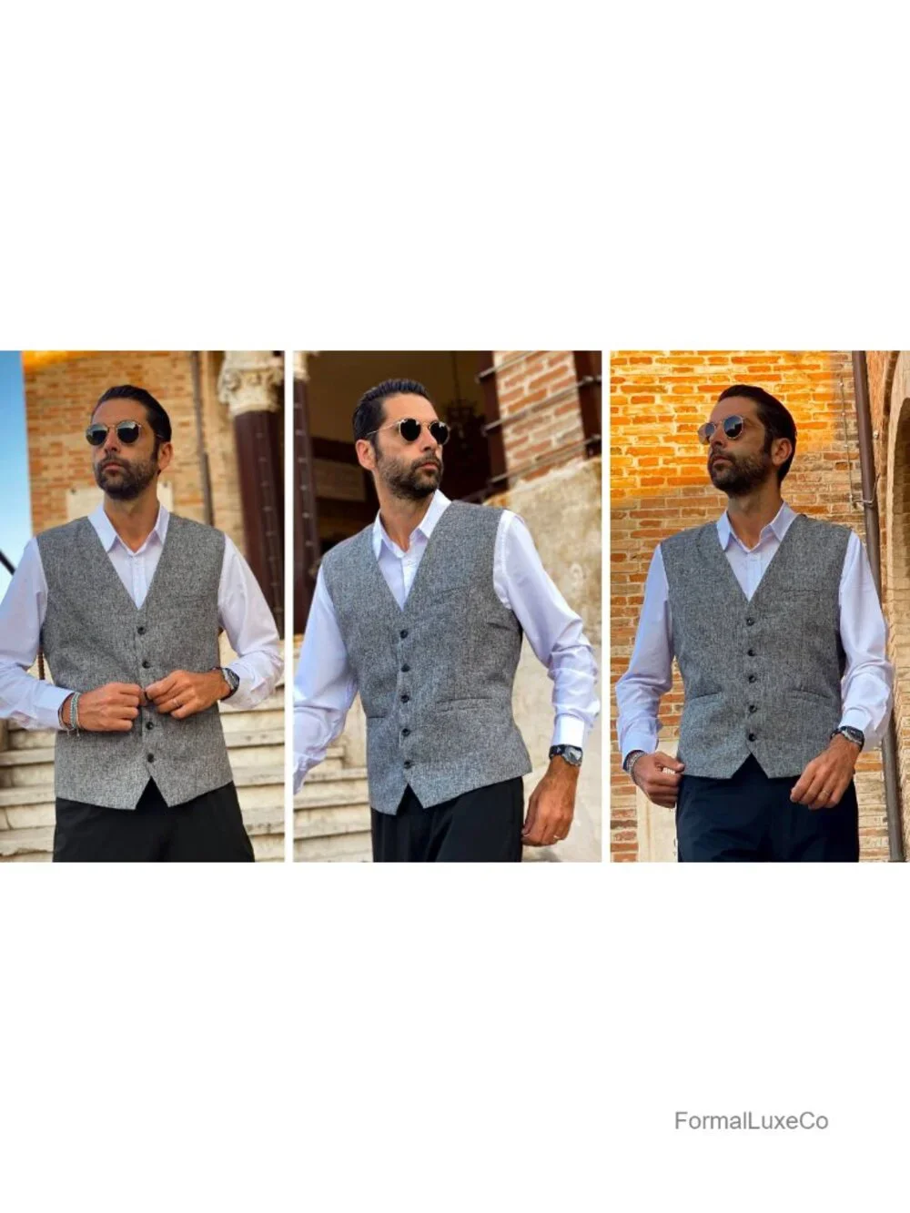 Slim Fit Suit Vest Formal Waistcoat for Men with 5 Buttons & Pockets